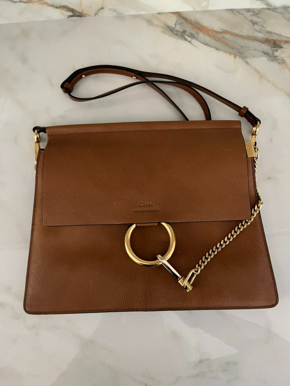 Chloé Faye Medium Shoulder Bag, Camel Goatskin - Picture 5 of 10
